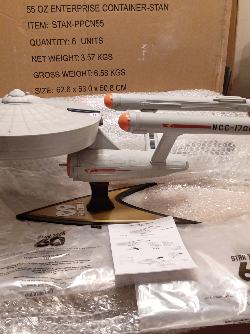 Star Trek 60th Anniversary USS Enterprise Popcorn Bucket Regal Theaters Sealed